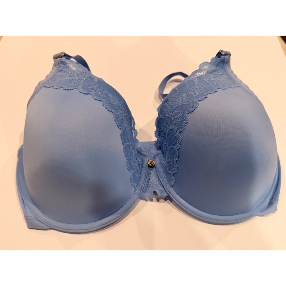 Natori Light Blue Lace Trim Underwire Full Coverage Bra 36DD